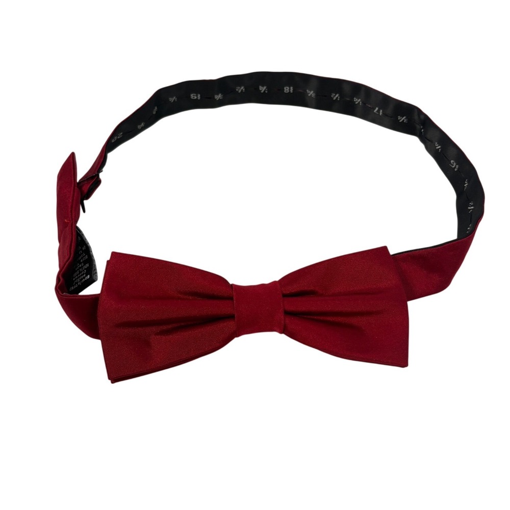 George Mens Burgundy Red 100% Silk Adjustable Pre-Tied Bow Tie Formal Wedding